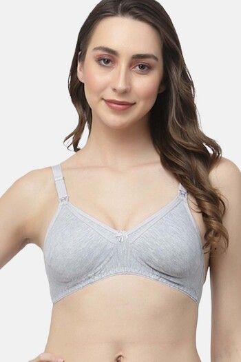 Buy Floret Double Layered Non-Wired Full Coverage Maternity / Nursing Bra - Cool Grey